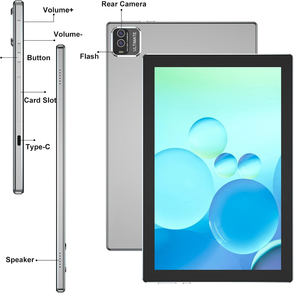 10.1 Inch Android 12 Tablet with Keyboard, 2GB RAM, 32GB ROM, 512GB Expandable Y949609
