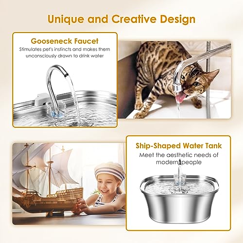 3.2L Stainless Steel Cat Water Fountain H2527