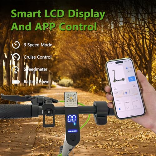 Electric Scooter with 500W Motor, 15-19MPH Max Speed, 18-21 Miles Range, 8.5" Solid Tires, 7.8AH Battery, Foldable (Green) H22103