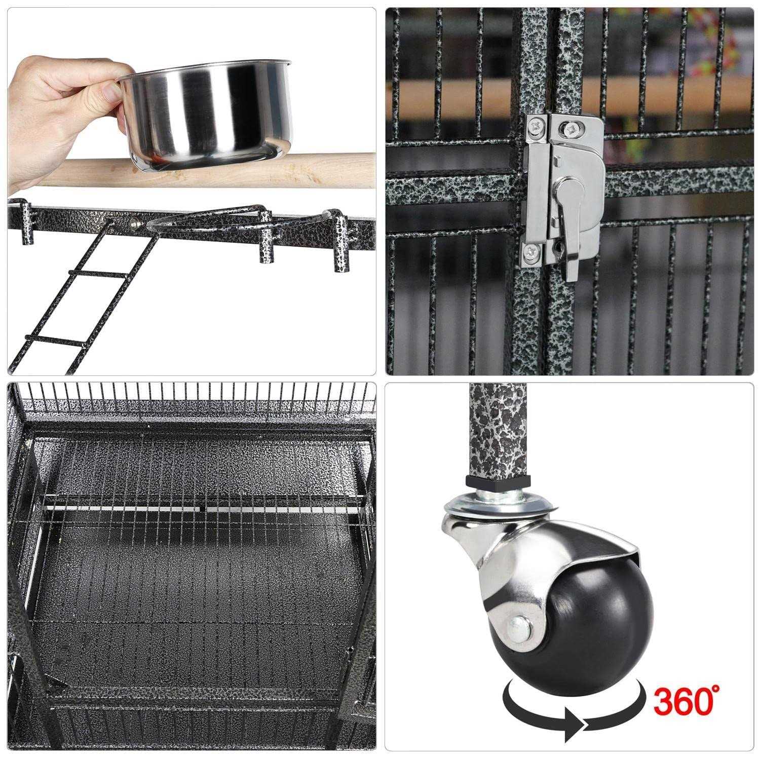 Wrought Iron Rolling Large Parrot Bird Cage R4514