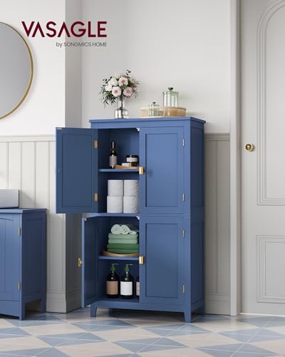 Forest Green 4 Door Freestanding Bathroom Storage Cabinet with Adjustable Shelves L6170