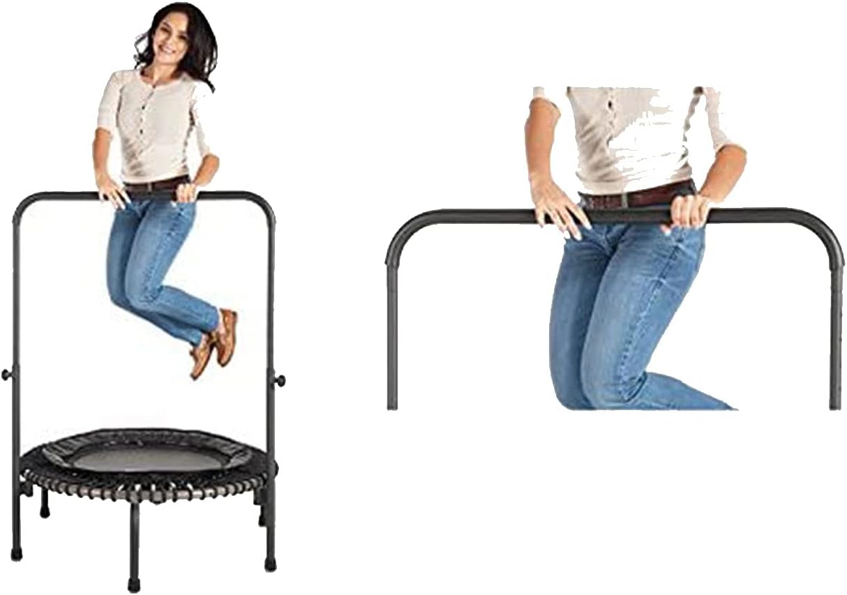 Black 39-Inch Fitness Trampoline with Handle Bar A114