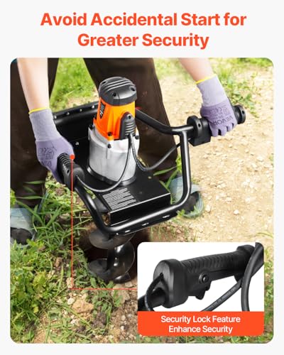 5.71 in 1500W 140 RPM Alloy Steel Earth Auger Drill Bit with Extension Rod Z544