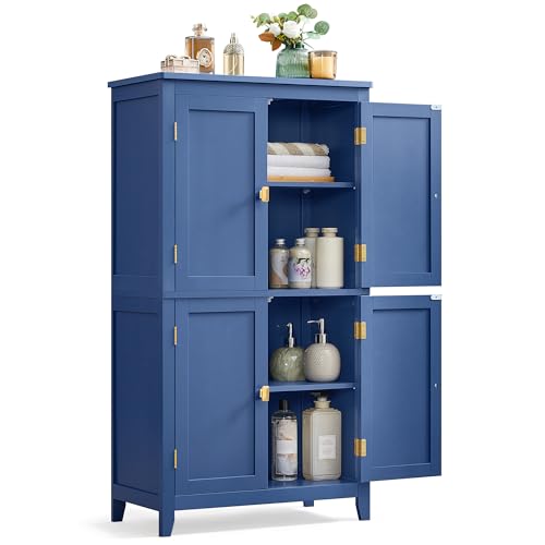 Forest Green 4 Door Freestanding Bathroom Storage Cabinet with Adjustable Shelves L6170
