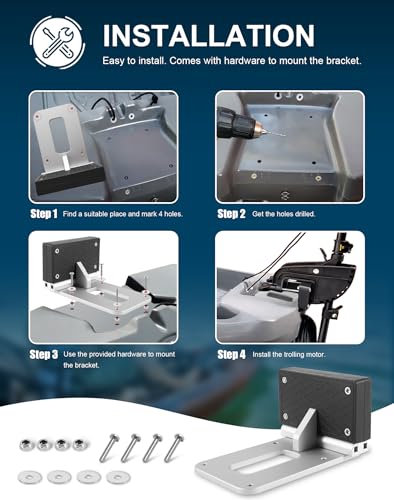 Transom Trolling Motor Mounting Bracket for Kayaks Marine Board Backing Plate Mount Bracket for Clamp-on Electric Trolling Motors Y714