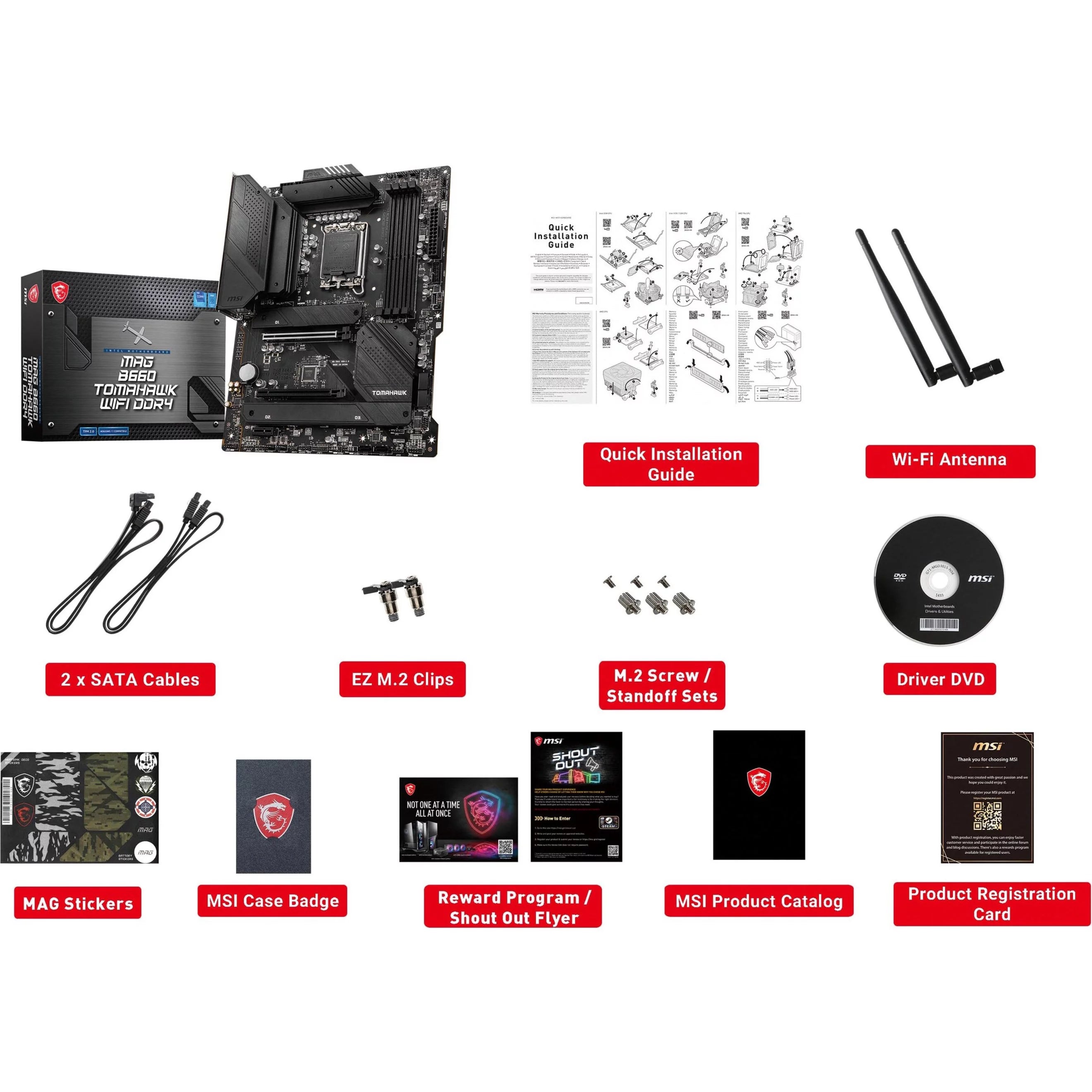 MAG B660 TOMAHAWK WIFI DDR4 LGA 1700 Intel B660 SATA 6Gb/s ATX Intel Motherboard T1309