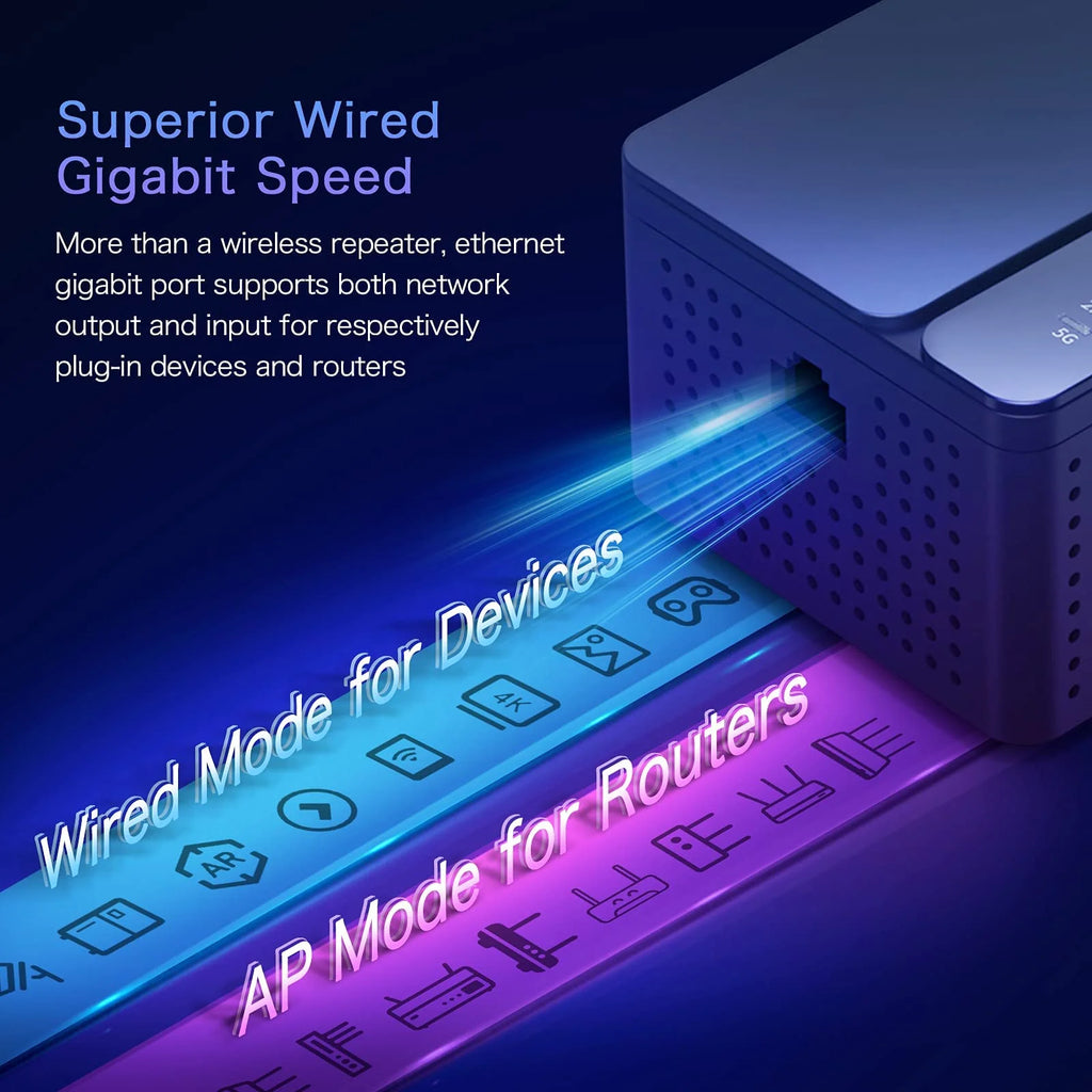 WiFi 6 Range Extender, Dual-band Signal Booster up to 1.8Gbps with Gigabit Port T384427