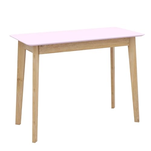 Pink Vanity Desk with Solid Rubber Wood Legs T587894