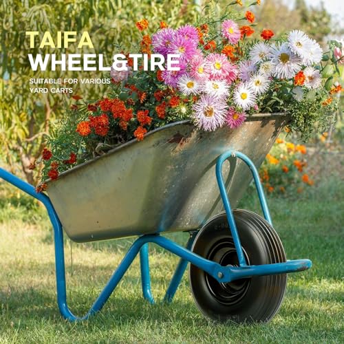 13 Inch Solid Flat Free Replacement Tires and Wheels 4.00-6 with 5/8'' Axle Bore Hole K9654