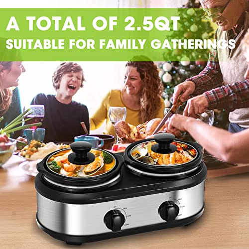 2 X 1.25QT Mini Slow Cooker with Adjustable Temp U276074