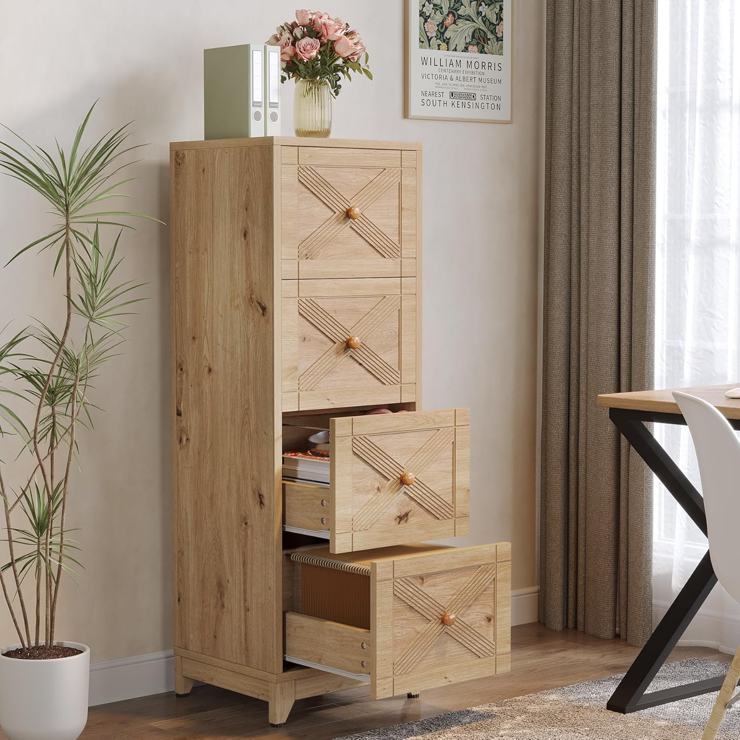 Natural 4-Drawer File Cabinet Z584127