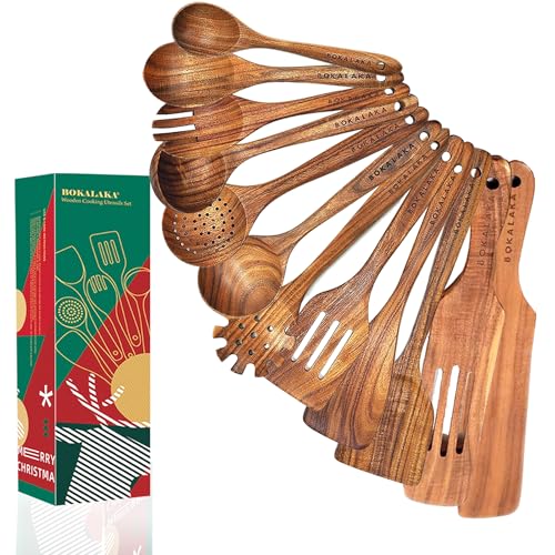 10 Pcs Natural Teak Wooden Kitchen Utensils Set T483
