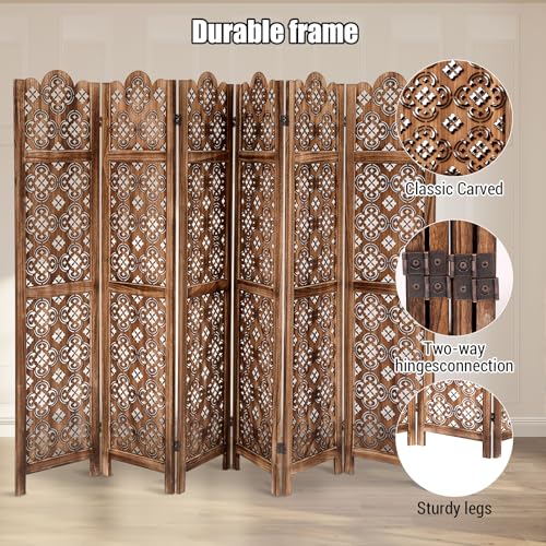 5.6FT Tall 6 Panel Shoji Screen Room Divider Folding Wooden Privacy Partition L681553