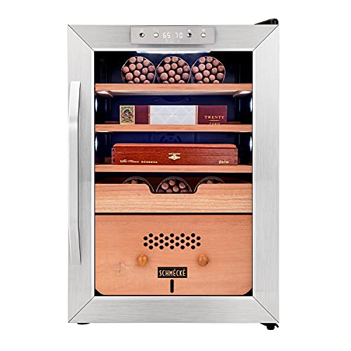 250 Cigar Cooler Humidor with Stainless Steel Trim Finish Cabinet, Spanish Cedar Wood Shelves and Drawer V787658