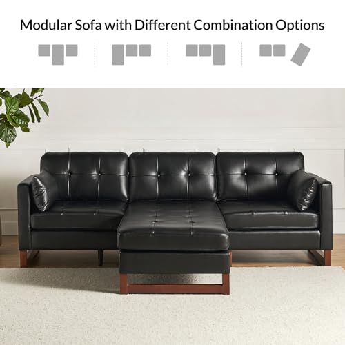Genuine Leather 100 inch L Shaped 3 Seater Sectional Sofa with Chaise, Brown Q854550