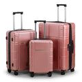 3 Piece Expandable Luggage Set PC+ABS Hard-Side Spinner Suitcase 20in 24in 28in Rose Gold M993931