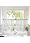 Ivory Embroidered Floral Lace Window Curtain Swag Pair 72" x 32" E7513