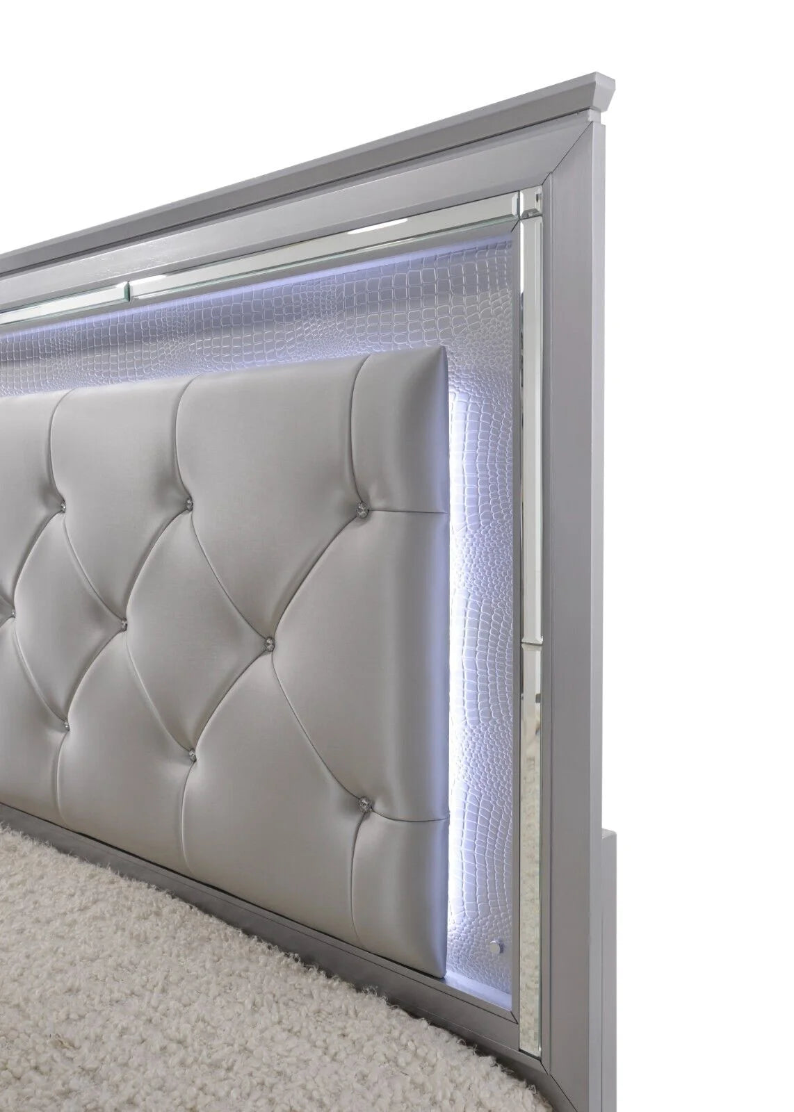 3pc Queen Size LED Upholstered Wood Bedroom Furniture Set A339447