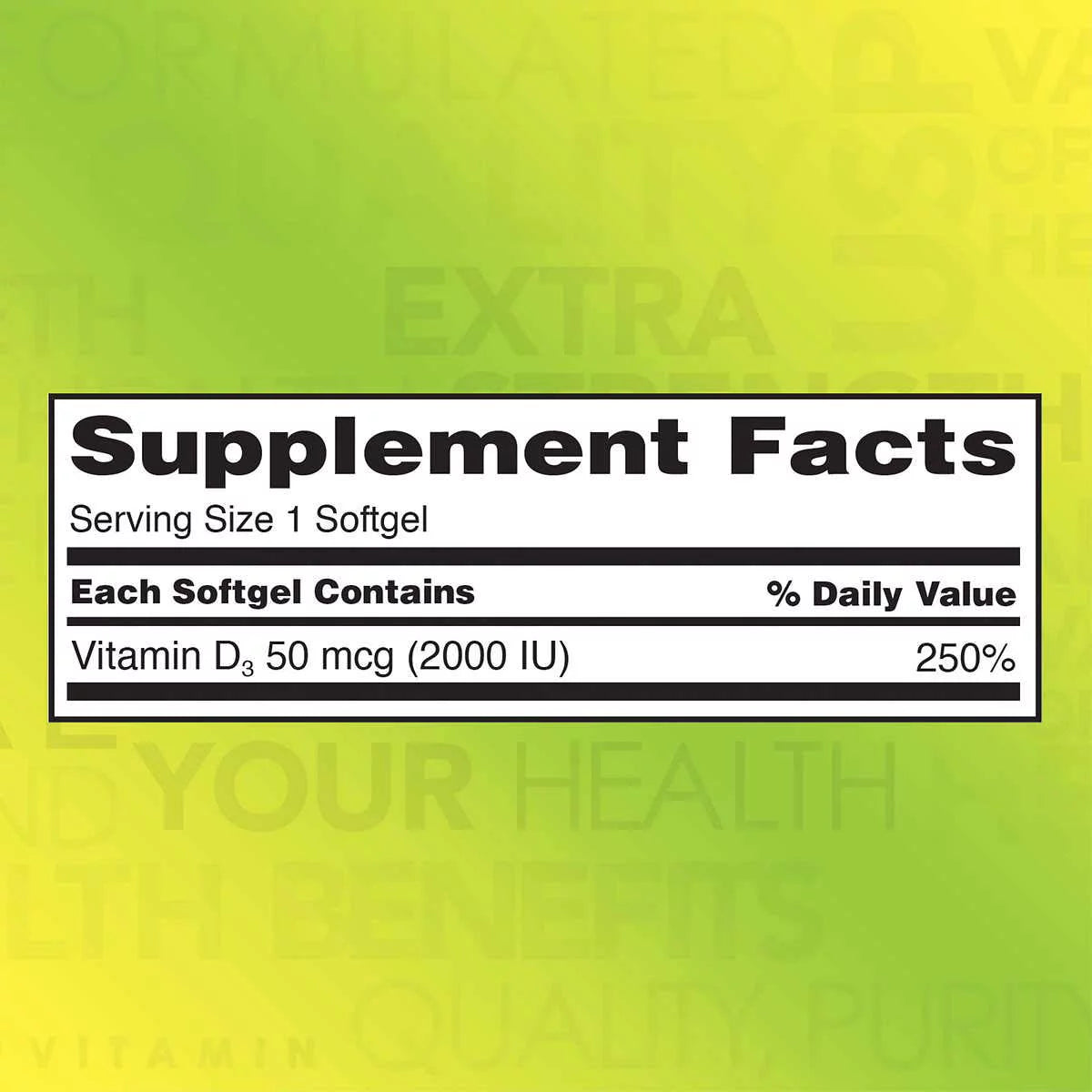 Extra Strength Vitamin D3 2000 I.U. 1200 Softgels V1337