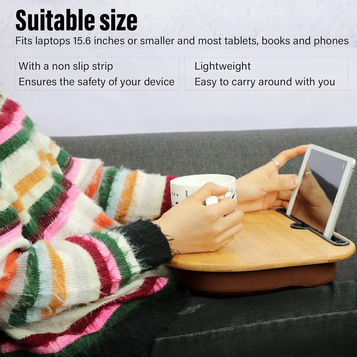 Bamboo Laptop Desk with Anti Slip Strip U69656