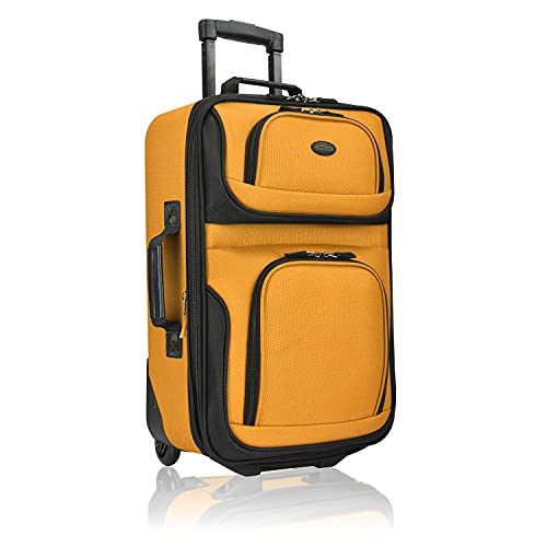 Orange Fabric Expandable Carry-on Luggage, Rolling Suitcase, 2 Wheel Set J520