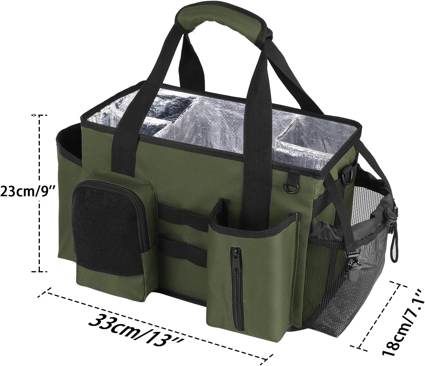 Green Cleaning Caddy Bag with Handles and Adjustable Shoulder Strap A12041