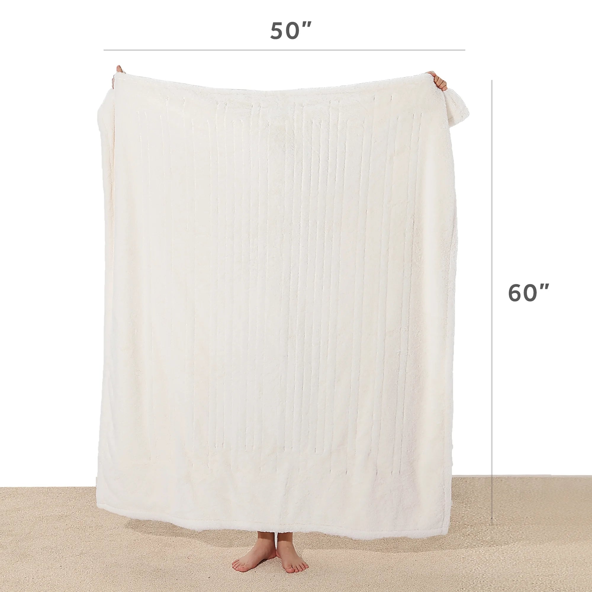 White Faux Fur Heated Electric Throw P924