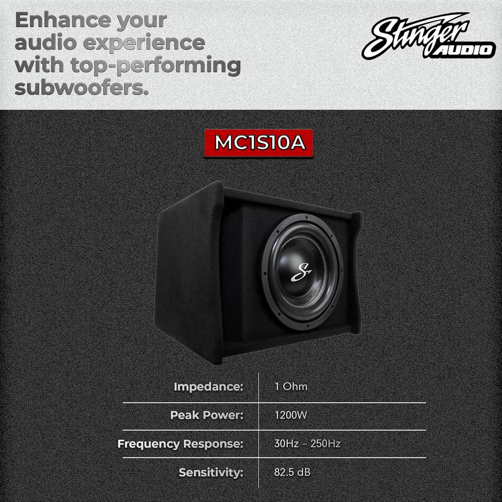 Single 10" 1,200 Watt Peak Power Loaded Subwoofer Enclosure X392100