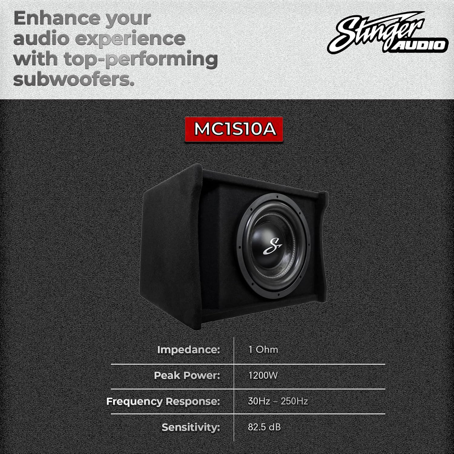 Single 10" 1,200 Watt Peak Power Loaded Subwoofer Enclosure X392100
