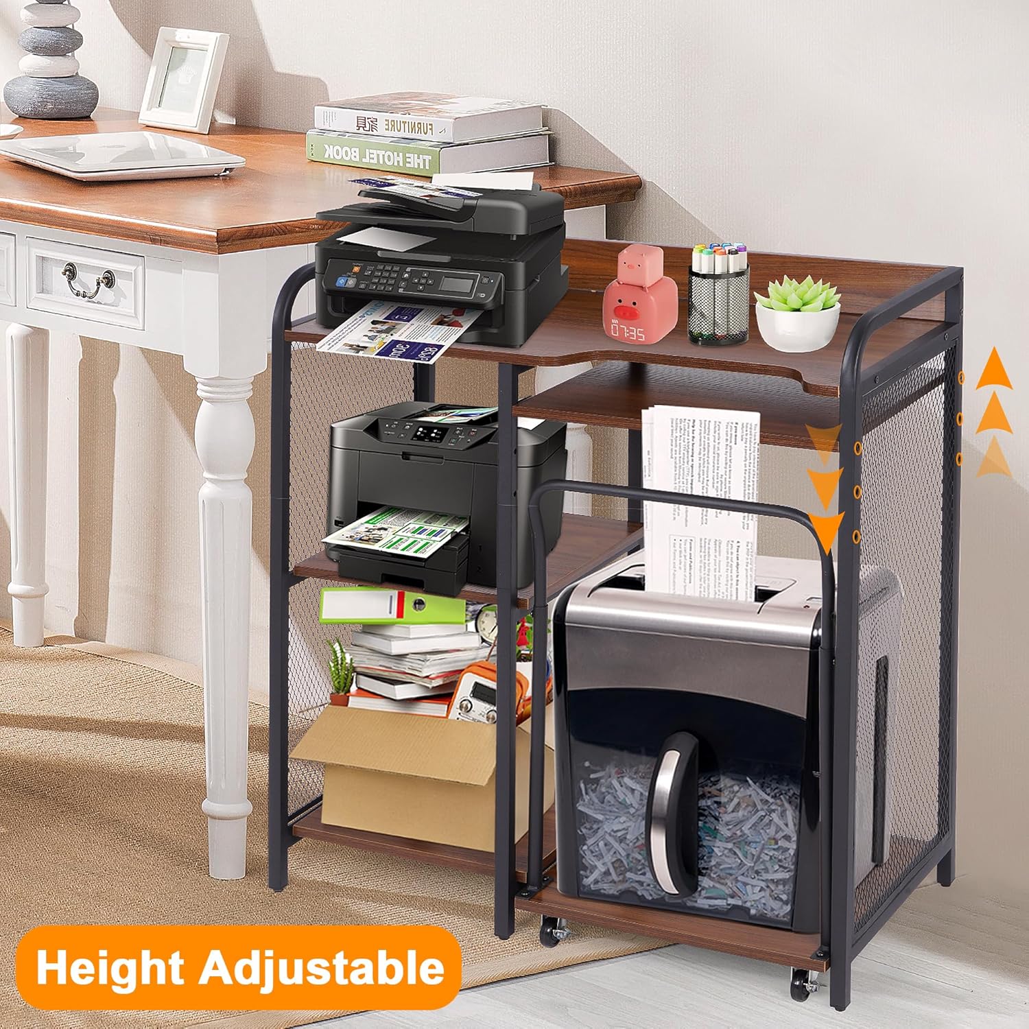 Printer Stand with Storage, 3 Tier Printer Table with Adjustable Storage Rack H280017