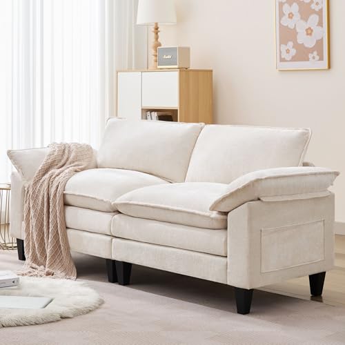 83" Chenille Fabric Loveseat Sofa with Double Cushion and 2 Pillows E4524