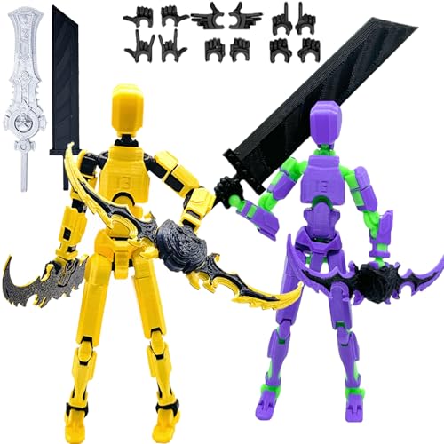 2 Packs T13 Action Figure Set, Movable Action Figure, Articulated, Full Body Mechanical Doll N490