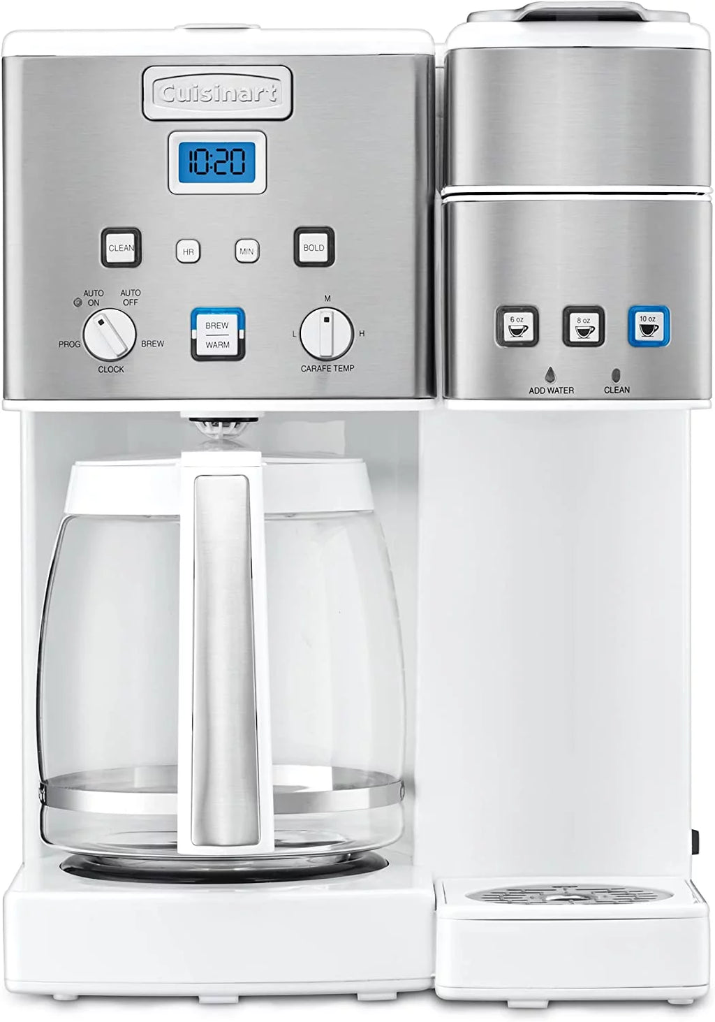 White Stainless Steel 12-Cup Coffeemaker and Single-Serve Brewer D37020