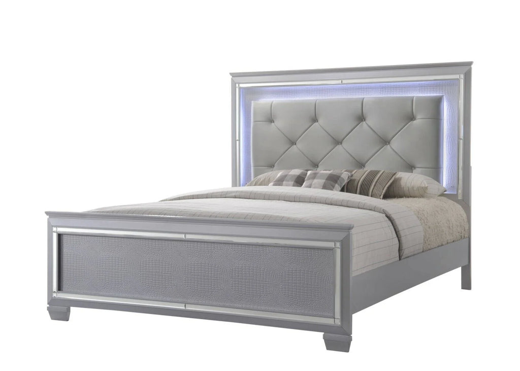 3pc Queen Size LED Upholstered Wood Bedroom Furniture Set A339447
