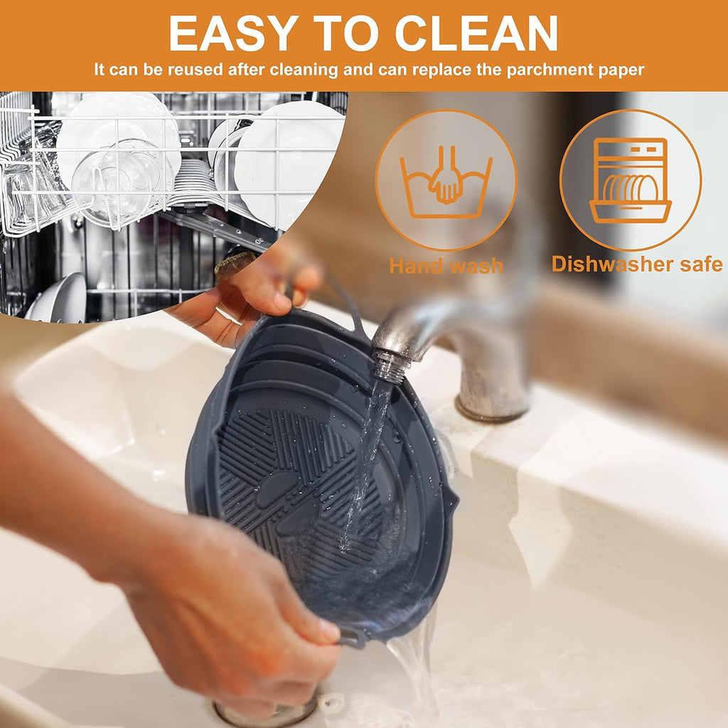 2 Pack 7.5inch Reusable Non Stick Silicone Air Fryer Liner K256205