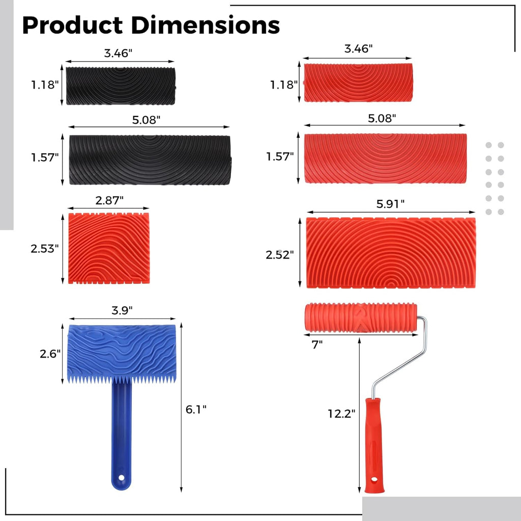 8PCS Wood Grain Painting Tool Set with Handle J52526