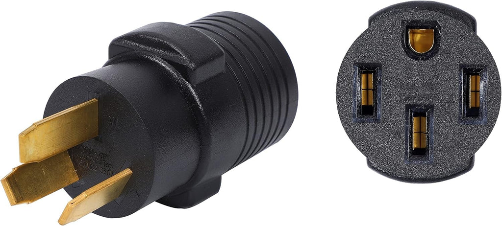 Compact 50 Amp 3 Prong Male Plug to 4 Prong Female Receptacle Power Cord Adapter Connector X818508