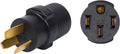 Compact 50 Amp 3 Prong Male Plug to 4 Prong Female Receptacle Power Cord Adapter Connector X818508