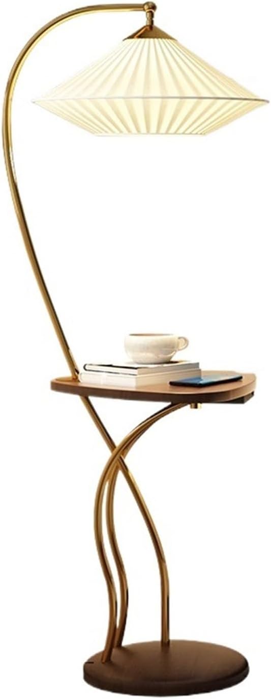Mid Century Modern Floor Lamp with USB Charging Port and Wood Tray Table Z219948