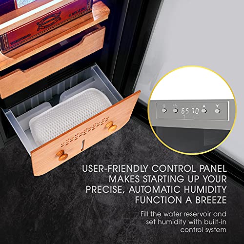 250 Cigar Cooler Humidor with Stainless Steel Trim Finish Cabinet, Spanish Cedar Wood Shelves and Drawer V787658