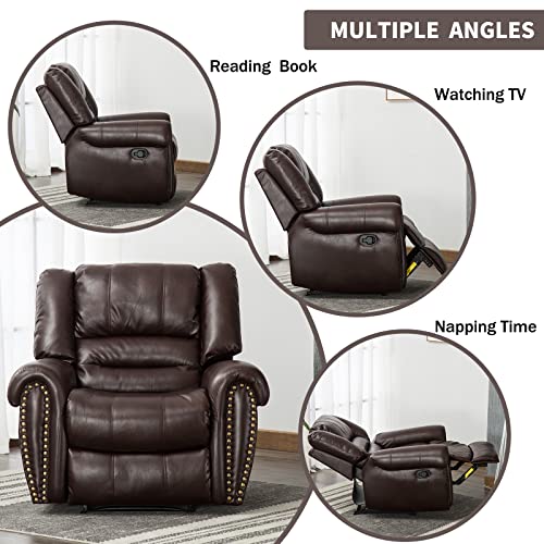 Leather Recliner Chair Set of 2, Nut Brown D558
