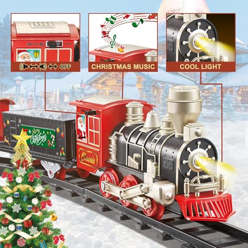 Christmas Train Set with Lights, Sounds, 3 Cars & 10 Tracks U640390