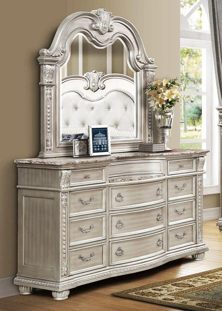 Antique Platinum Sleigh Queen Bedroom Set 5P Z322803