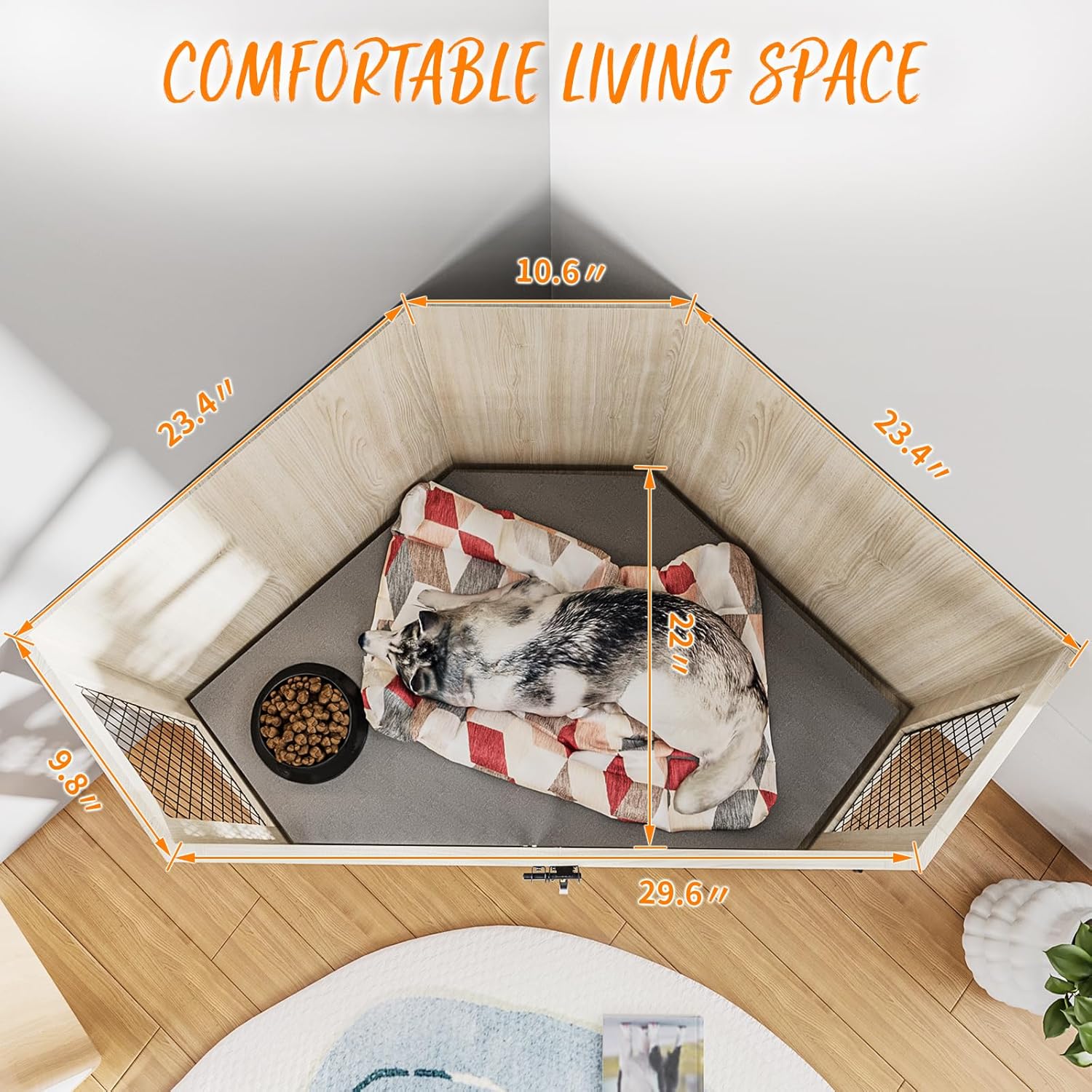 44/58inch Wooden Dog Kennel with Mesh C8041