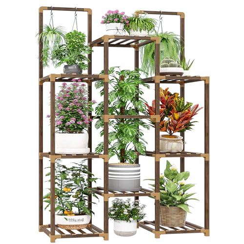 13 Potted Double Rod Wood Plant Stand 56''W*11.6''D*47''H W889584