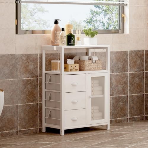 Bathroom Floor Storage Cabinet with 3 Removable Drawers and 1 Door Z784