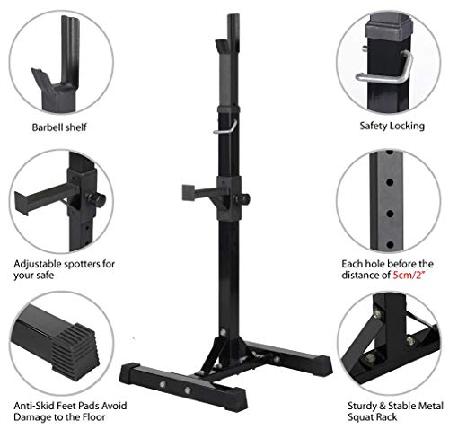 Pair of Adjustable Solid Steel Squat Rack Stands O494