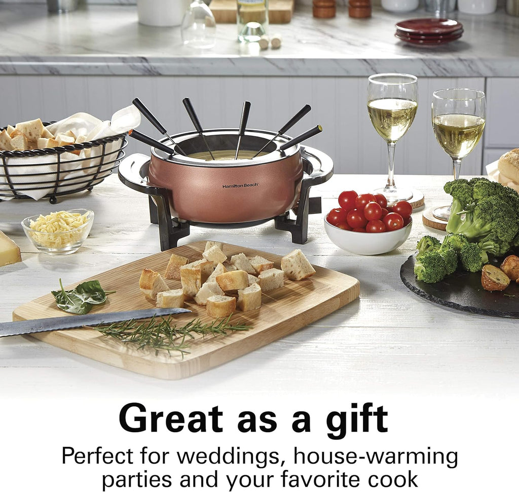 3 Quart Copper Electric Fondue Pot Set with Temperature Control I1487