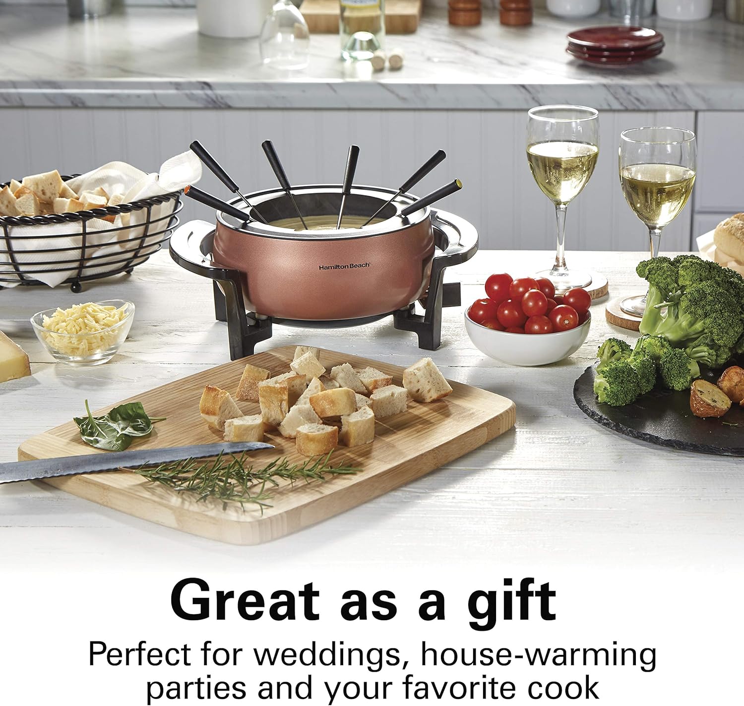 3 Quart Copper Electric Fondue Pot Set with Temperature Control I1487