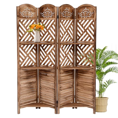 5.6FT Tall 6 Panel Shoji Screen Room Divider Folding Wooden Privacy Partition L681553
